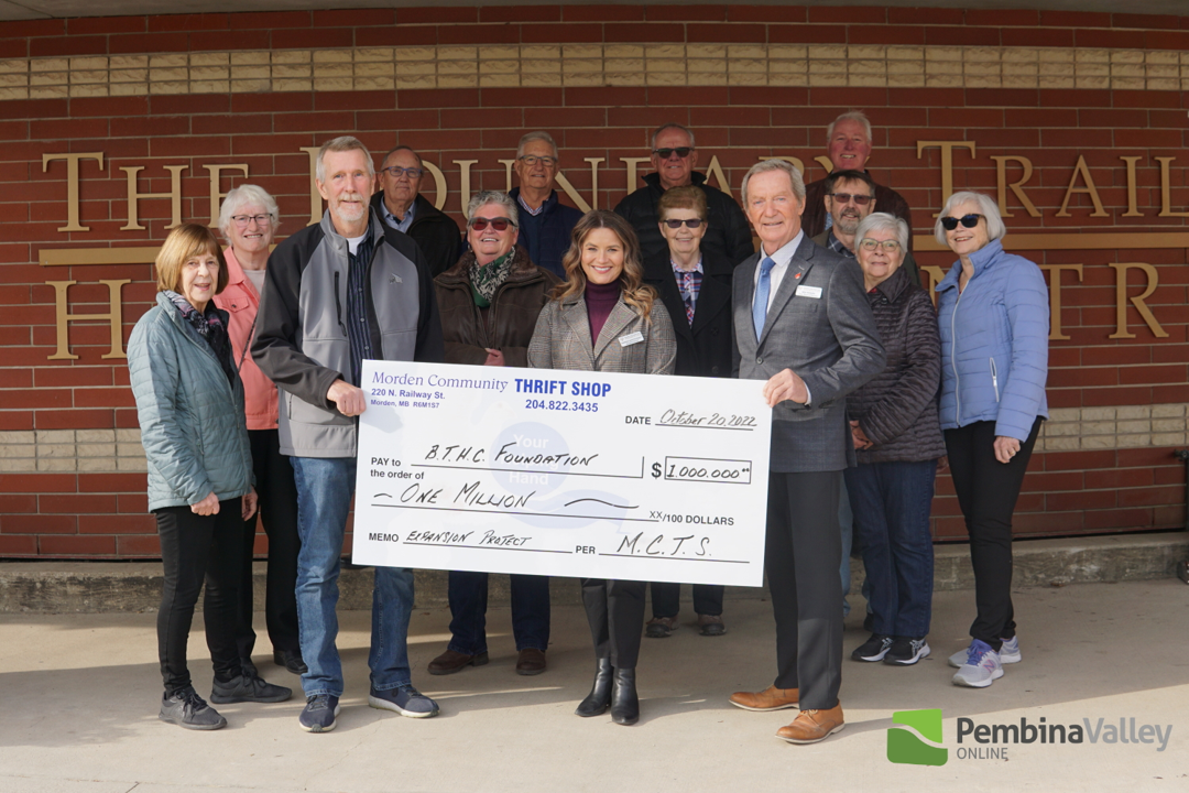 Morden Community Thrift Store donates a million dollars to the Boundary Trails Health Centre Foundation hospital expansion
